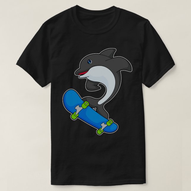 Dolphin Skater Skateboard T-Shirt (Design Front)