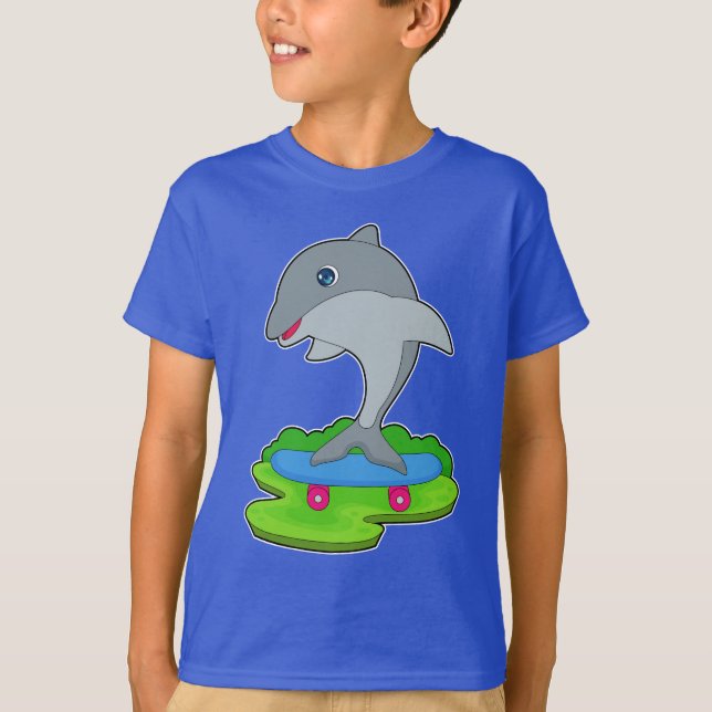 Dolphin Skater Skateboard T-Shirt (Front)