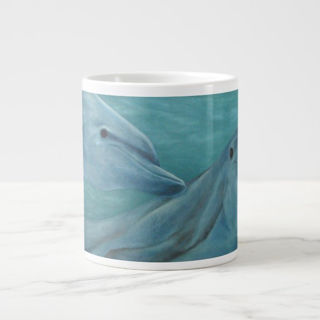 Dolphin Smiles Large Coffee Mug (Front)