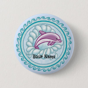 Dolphin Splash 2 Inch Round Button