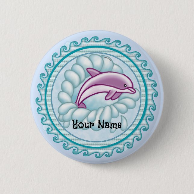 Dolphin Splash  2 Inch Round Button (Front)