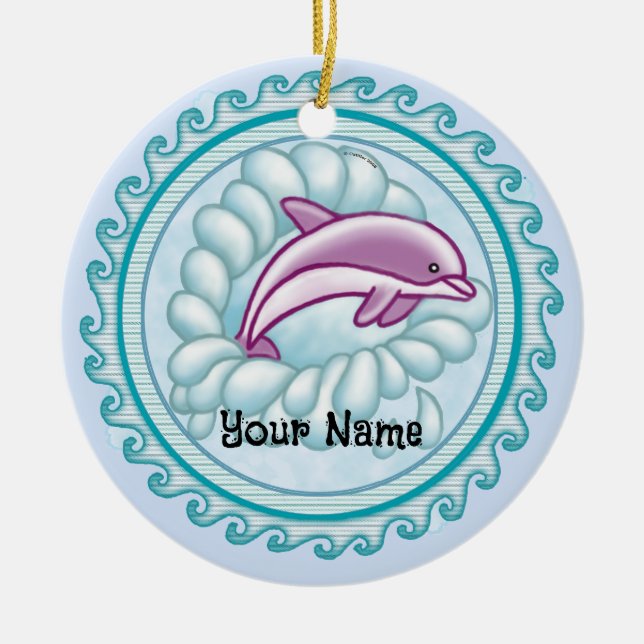 Dolphin Splash   Ceramic Ornament (Front)