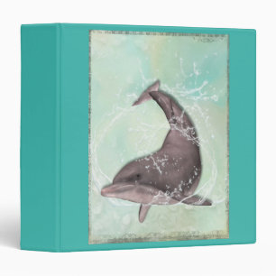 Dolphin Splashing Around in Aqua Green Water Binder