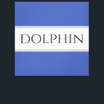DOLPHIN Sporty Fun Summer Blue White Grey Stripes Canvas Print<br><div class="desc">Classy strong bold font inside a highlighted wide white stripe against medium blue backgrounds with "DOLPHIN" text.  The text is optional and can be personalized.</div>