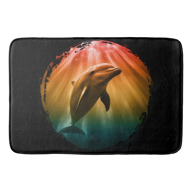 dolphin summer sea ocean sunset  bath mat (Front)