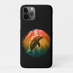 dolphin summer sea ocean sunset  iPhone 11 pro case