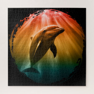 dolphin summer sea ocean sunset  jigsaw puzzle