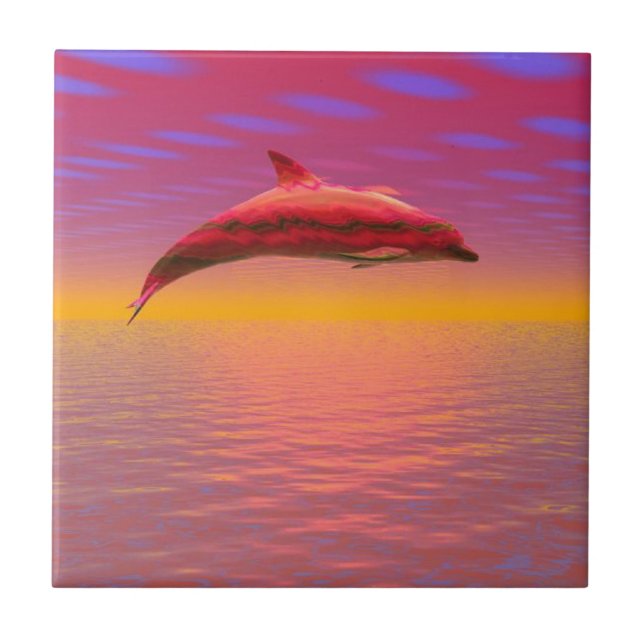 Dolphin Sunset Tile (Front)