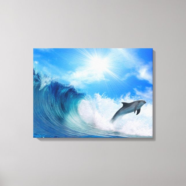 Dolphin Surf Canvas Print (Front)