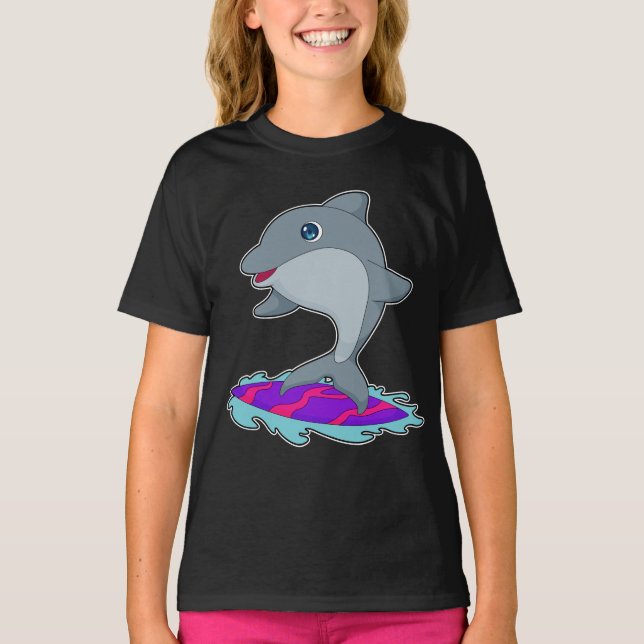 Dolphin Surfer Surfboard T-Shirt (Front)
