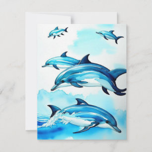 Dolphin Swim Flat Note Card