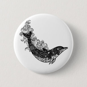 Dolphin Swimming 2 Inch Round Button
