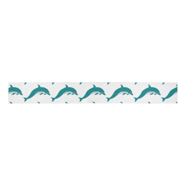Dolphin Swimming Grosgrain Ribbon (Front)