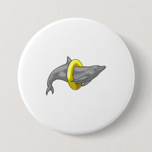 Dolphin Swimming Lifebuoy 3 Inch Round Button