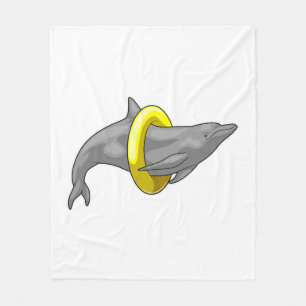 Dolphin Swimming Lifebuoy Fleece Blanket