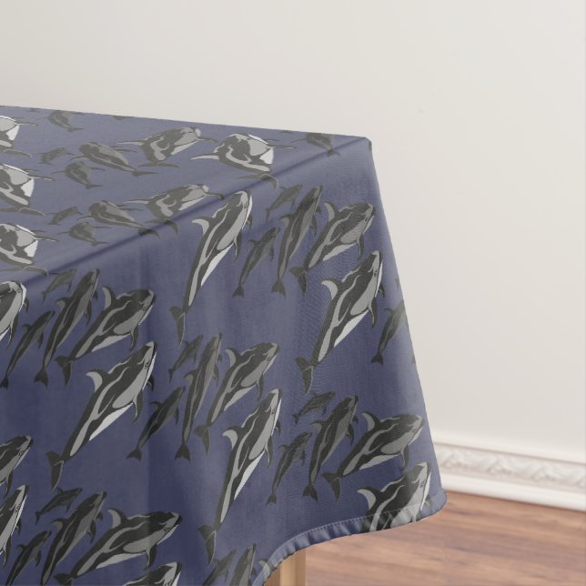 Dolphin Tablecloth White Sided Dolphin Tablecloth (In Situ)