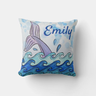 Dolphin Tail In Ocean Personalized Throw Pillow