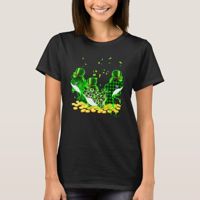 Dolphin Three Pattern St Patrick S Day Lucky T-Shirt (Front)
