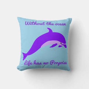 Dolphin Throw Pillow Teal and Purple