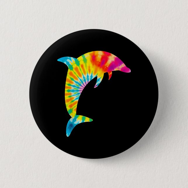 Dolphin Tie Dye 2 Inch Round Button (Front)