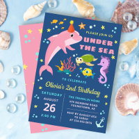 Dolphin Turtle Seahorse Under The Sea Birthday