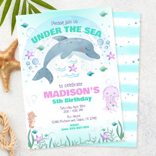 Dolphin Under the Sea Birthday Invitation