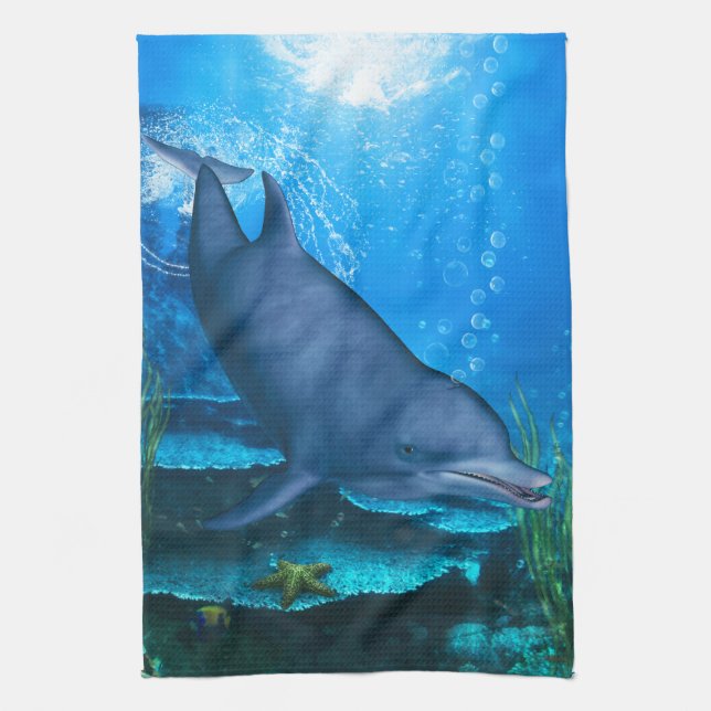Dolphin Underwater Kitchen Towel (Vertical)