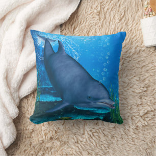 Dolphin Underwater Throw Pillow