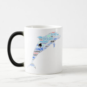 Dolphin-Vacation at the Beach Word Art Magic Mug