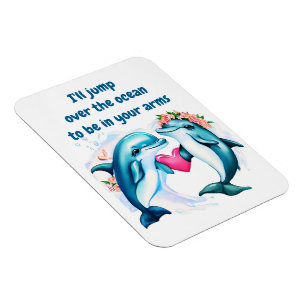 Dolphin Valentine's Day Card Magnet