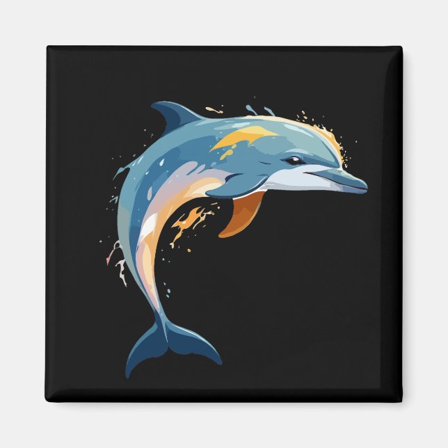 Dolphin Vector Art with Vibrant Colours Magnet (Front)