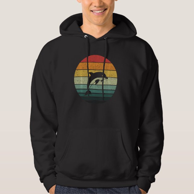 Dolphin Vintage Sunset Retro Hoodie (Front)