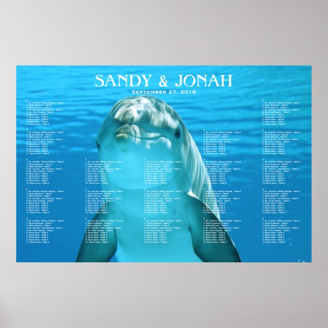 Dolphin Wedding Tropical Seating Chart (Front)