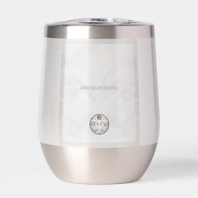 Dolphin Whimsy moderne Ajouter Photos Monogramme T (Avant)