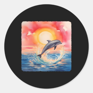 Dolphin With A Sunrise Dolphin Jumg At Sunrise Classic Round Sticker