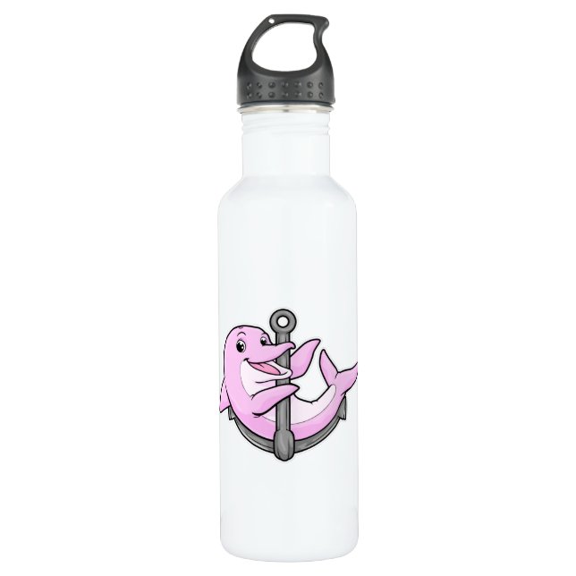 Dolphin with Anchor 710 Ml Water Bottle (Front)