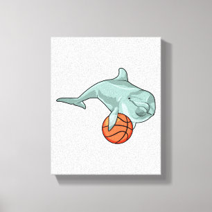 Dolphin with Basketball Canvas Print