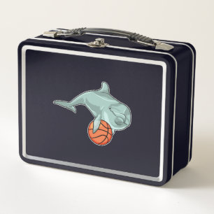 Dolphin with Basketball Metal Lunch Box