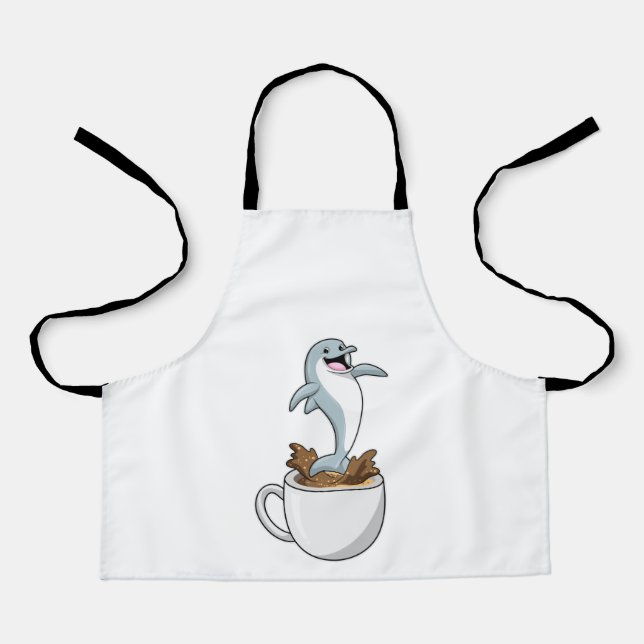 Dolphin with Cup of Coffee Apron (Front)