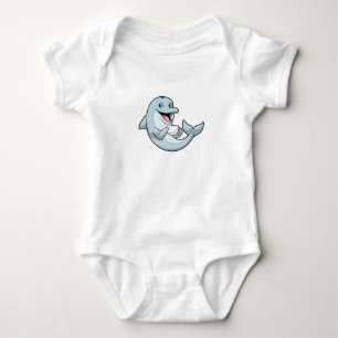 Dolphin with Cup of Coffee Baby Bodysuit