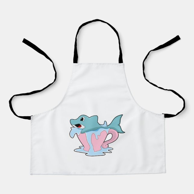 Dolphin with Cup of Water.PNG Apron (Front)