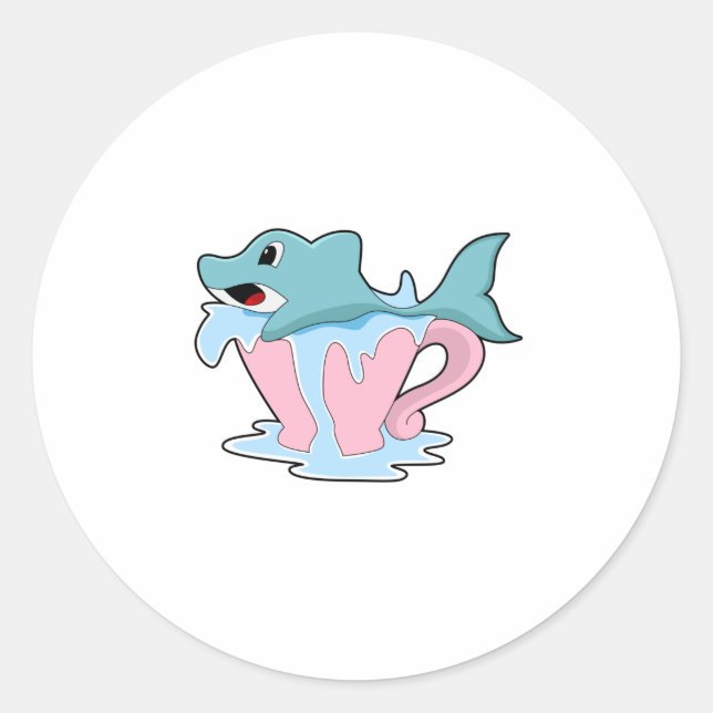 Dolphin with Cup of Water.PNG Classic Round Sticker (Front)