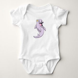 Dolphin with Daisy Flower Baby Bodysuit