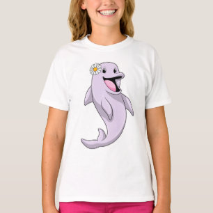 Dolphin with Daisy Flower T-Shirt