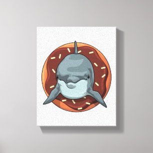 Dolphin with Doughnut Canvas Print