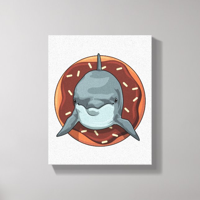 Dolphin with Doughnut Canvas Print (Front)