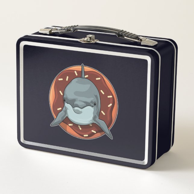 Dolphin with Doughnut Metal Lunch Box (Front)