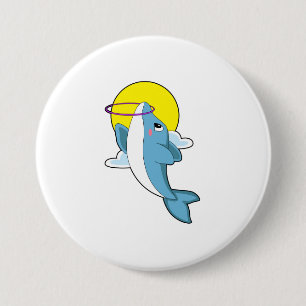 Dolphin with Fitness tires 3 Inch Round Button