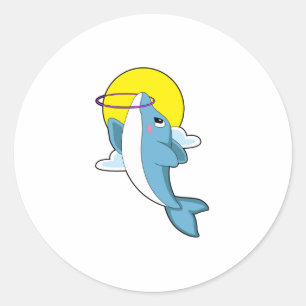 Dolphin with Fitness tires Classic Round Sticker