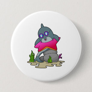Dolphin with Glasses 3 Inch Round Button